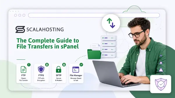 Comparaison des protocoles de transfert de fichiers dans sPanel : FTP, SFTP et FTPS.