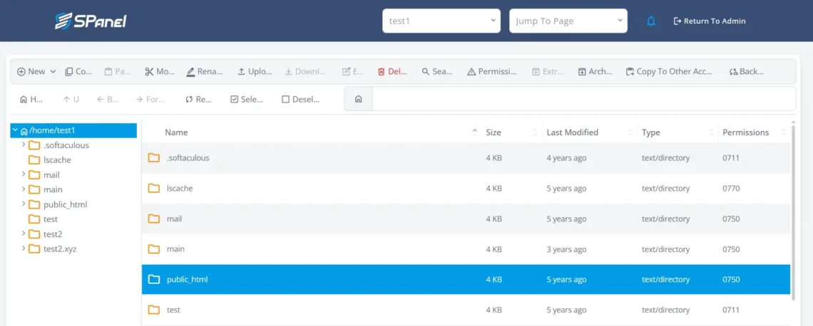 How to Use SPanel’s File Manager: A Complete Guide, The File Manager Interface at a Glance