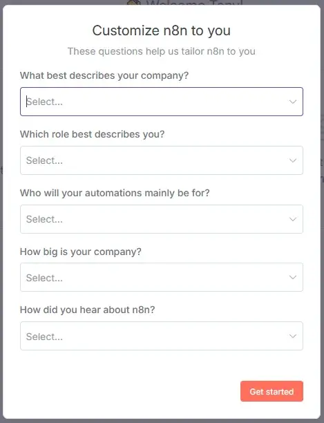 How to Install n8n – A Complete Guide, Step 5: Access your new n8n application and create a new admin account 2